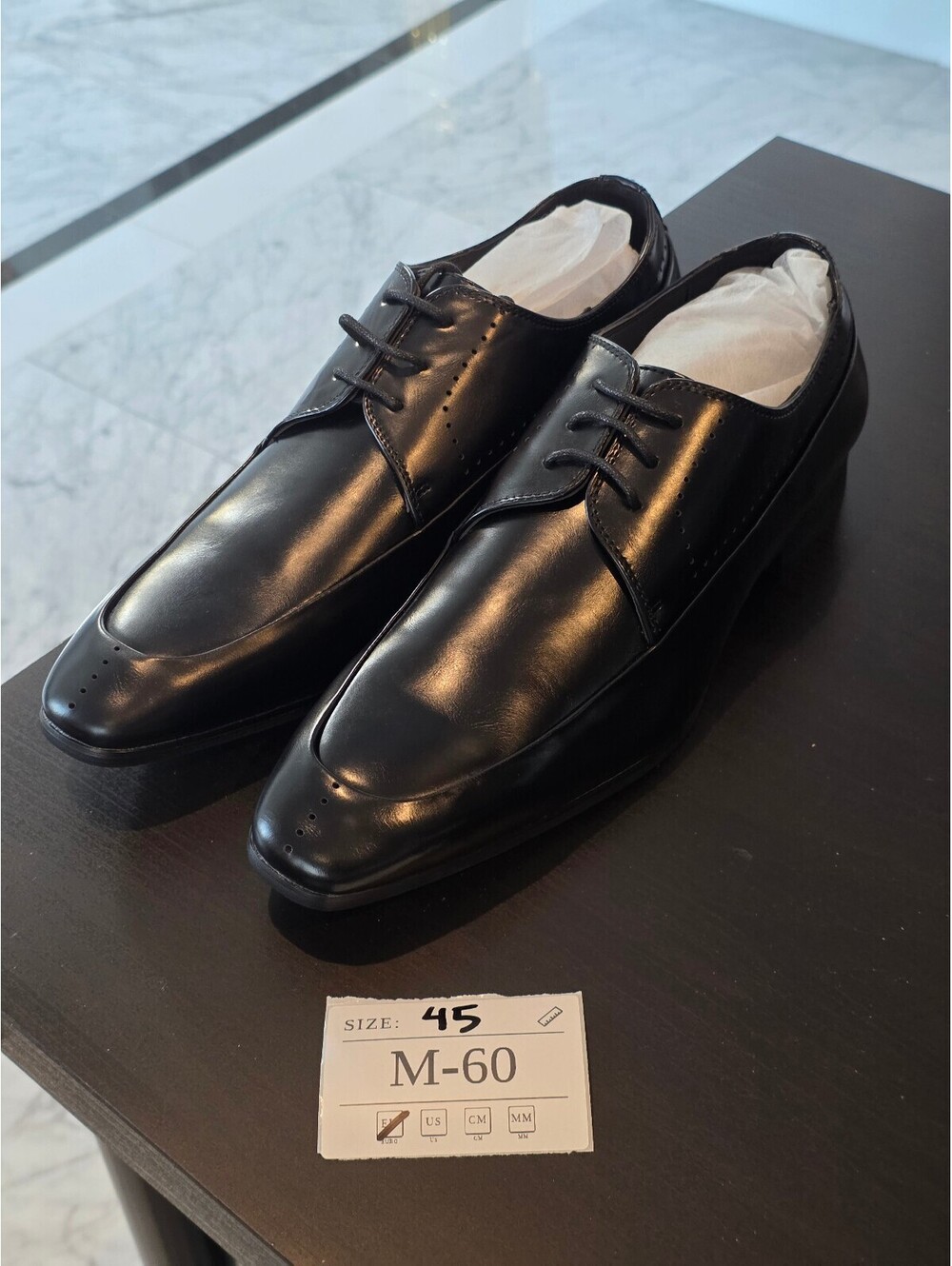 Men's Black Leather Derby Shoes Elegant Formal